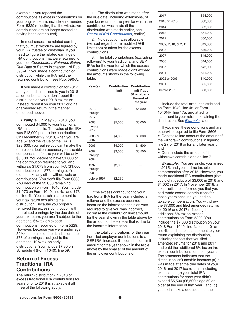 Instructions for IRS Form 8606 Nondeductible Iras, Page 5
