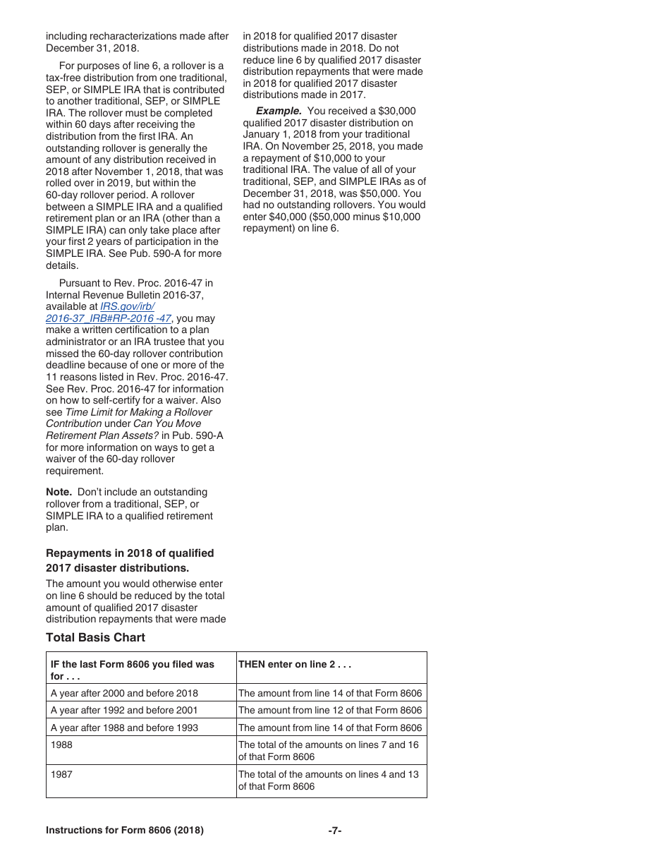 Instructions for IRS Form 8606 Nondeductible Iras, Page 7