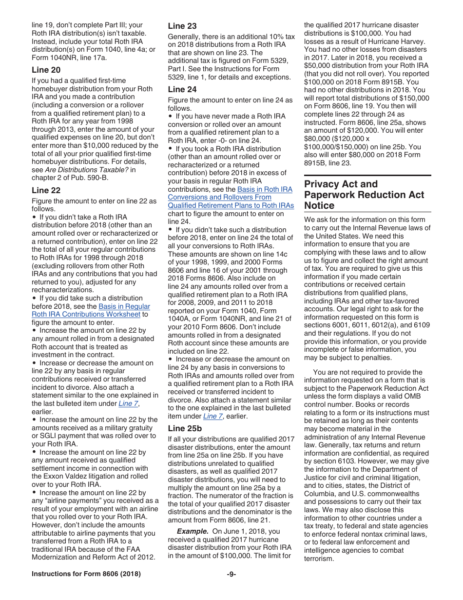 Instructions for IRS Form 8606 Nondeductible Iras, Page 9