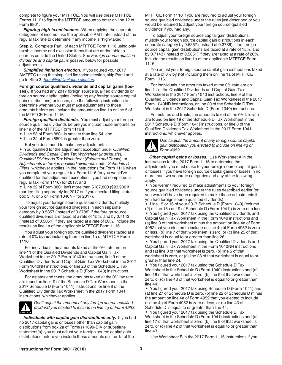 Instructions for IRS Form 8801 Credit for Prior Year Minimum Tax - Individuals, Estates, and Trusts, Page 3