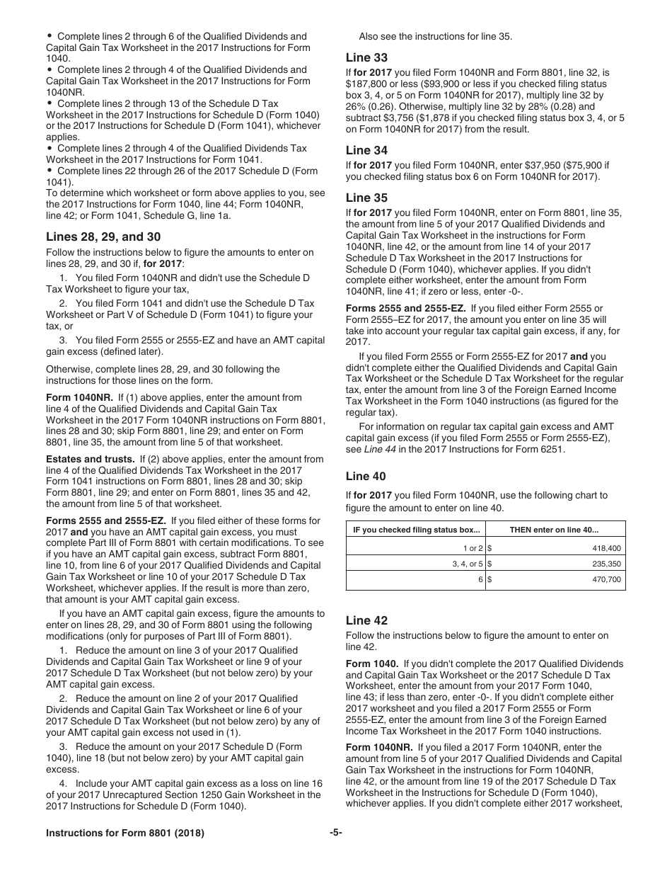 Instructions for IRS Form 8801 Credit for Prior Year Minimum Tax - Individuals, Estates, and Trusts, Page 5
