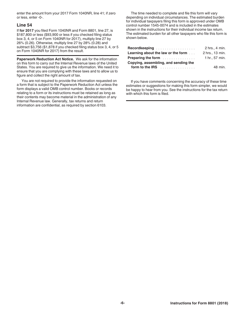 Instructions for IRS Form 8801 Credit for Prior Year Minimum Tax - Individuals, Estates, and Trusts, Page 6