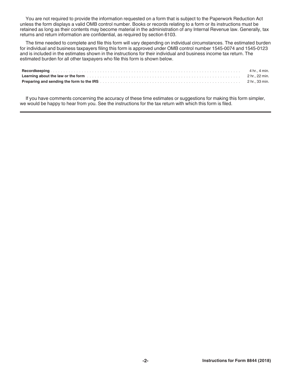 Instructions for IRS Form 8844 Empowerment Zone Employment Credit, Page 2