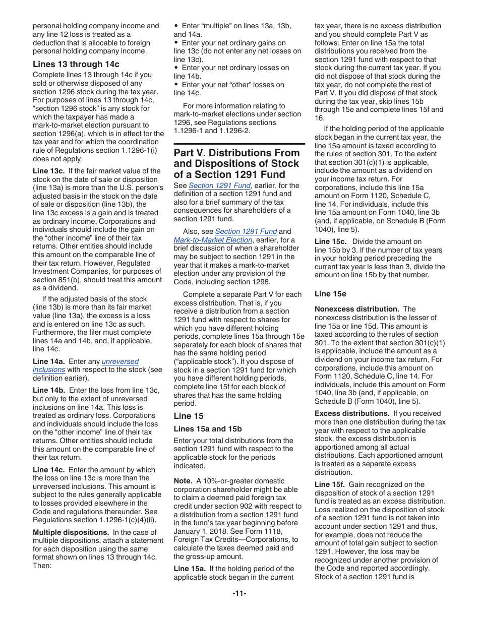 Instructions for IRS Form 8621 Information Return by a Shareholder of a Passive Foreign Investment Company or Qualified Electing Fund, Page 11