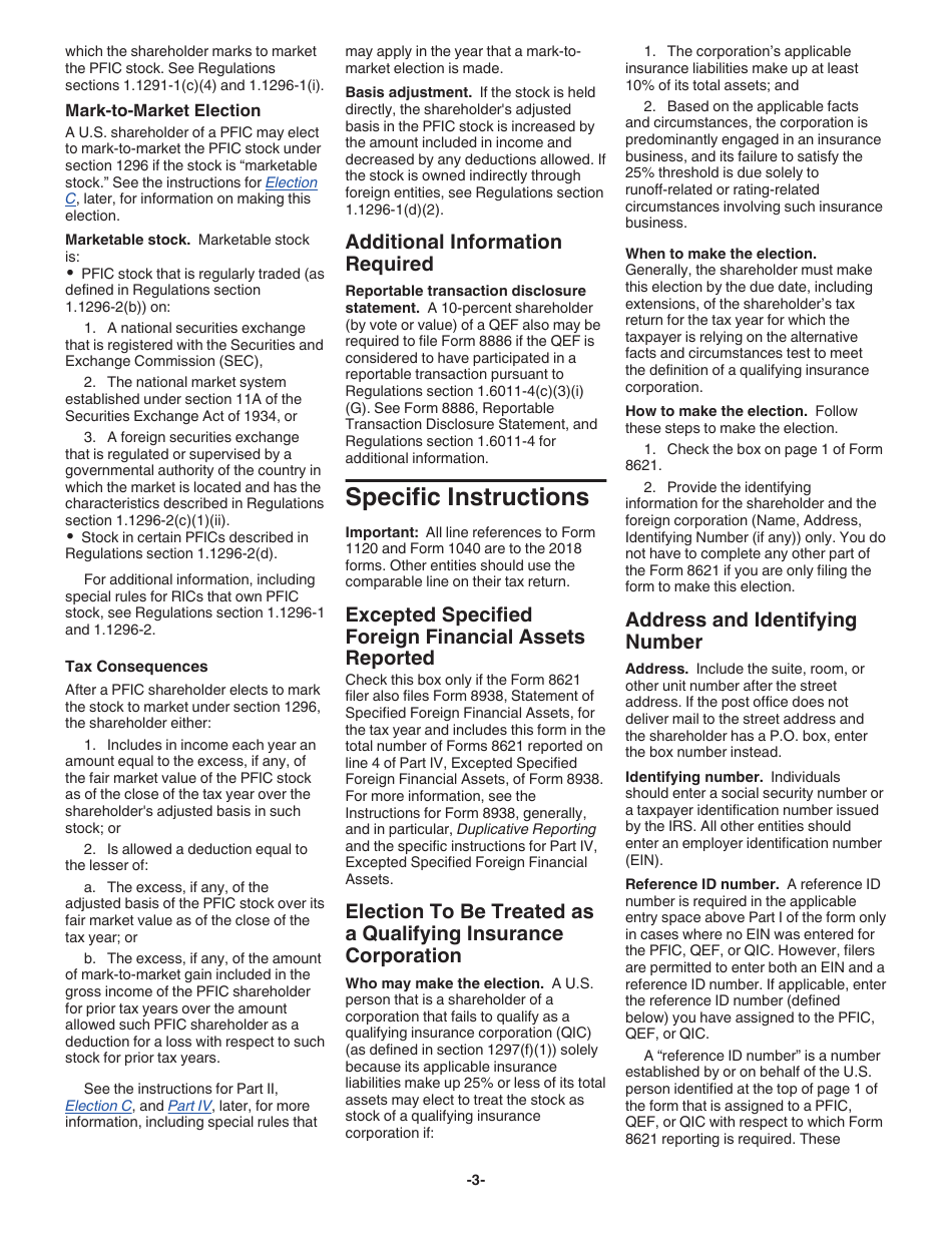 Instructions for IRS Form 8621 Information Return by a Shareholder of a Passive Foreign Investment Company or Qualified Electing Fund, Page 3
