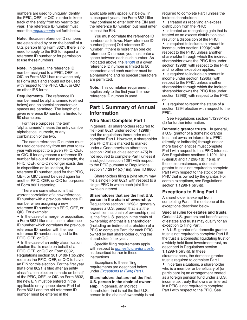 Instructions for IRS Form 8621 Information Return by a Shareholder of a Passive Foreign Investment Company or Qualified Electing Fund, Page 4