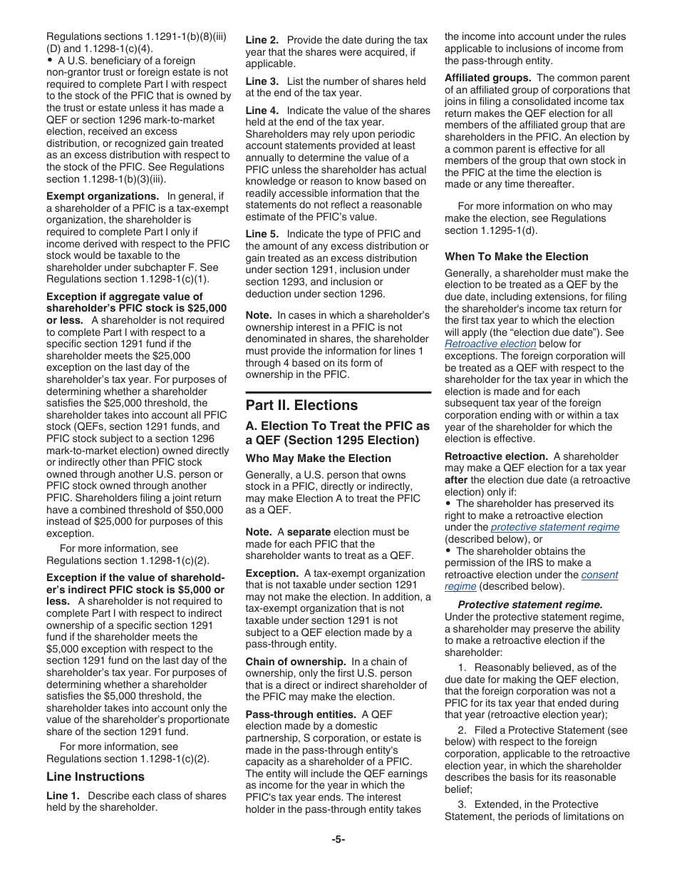 Instructions for IRS Form 8621 Information Return by a Shareholder of a Passive Foreign Investment Company or Qualified Electing Fund, Page 5