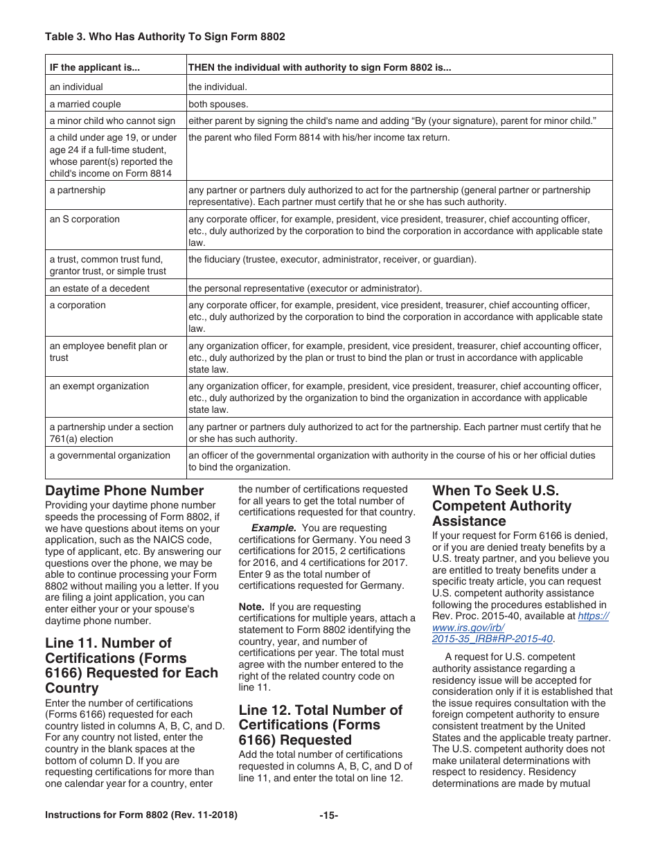Instructions for IRS Form 8802 Application for United States Residency Certification, Page 15