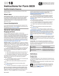 Document preview: Instructions for IRS Form 8839 Qualified Adoption Expenses