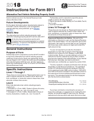 Document preview: Instructions for IRS Form 8911 Alternative Fuel Vehicle Refueling Property Credit