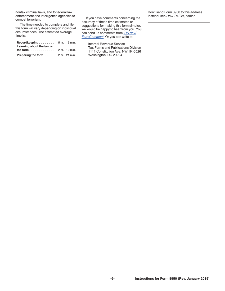 Instructions for IRS Form 8950 Application for Voluntary Correction Program (Vcp) Under the Employee Plans Compliance Resolution System (Epcrs), Page 6