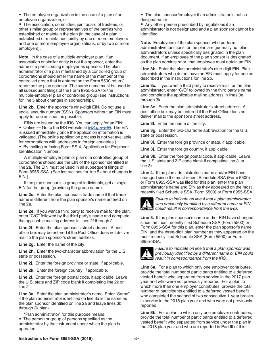 Instructions for IRS Form 8955-SSA Annual Registration Statement Identifying Separated Participants With Deferred Vested Benefits, Page 5