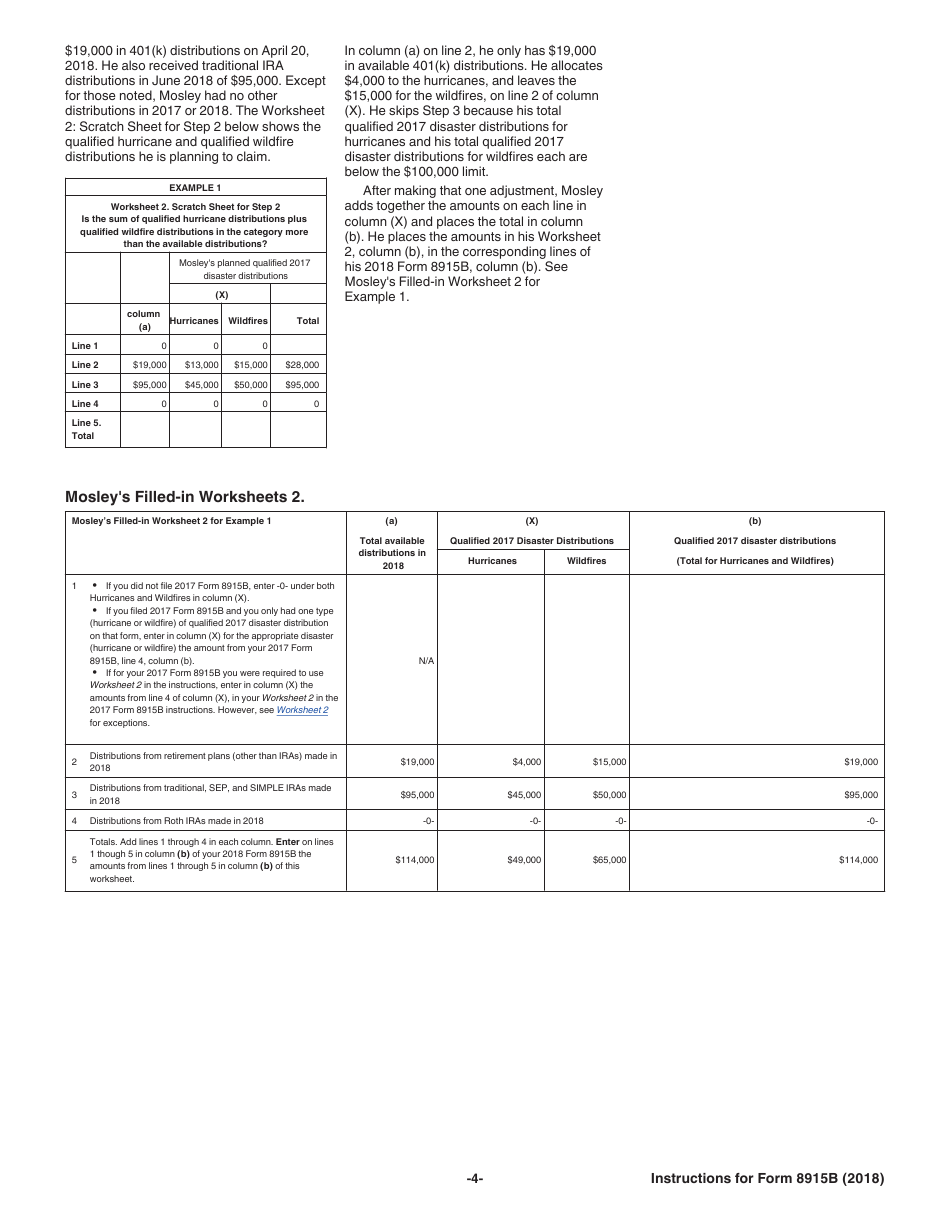 Instructions for IRS Form 8915B Qualified 2017 Disaster Retirement Plan Distributions and Repayments, Page 4