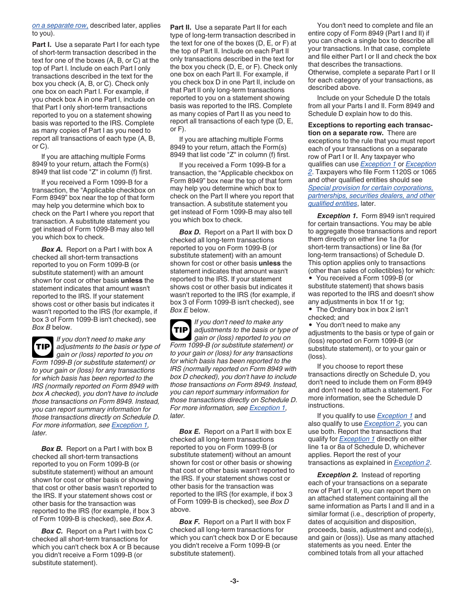 Instructions for IRS Form 8949 Sales and Other Dispositions of Capital Assets, Page 3