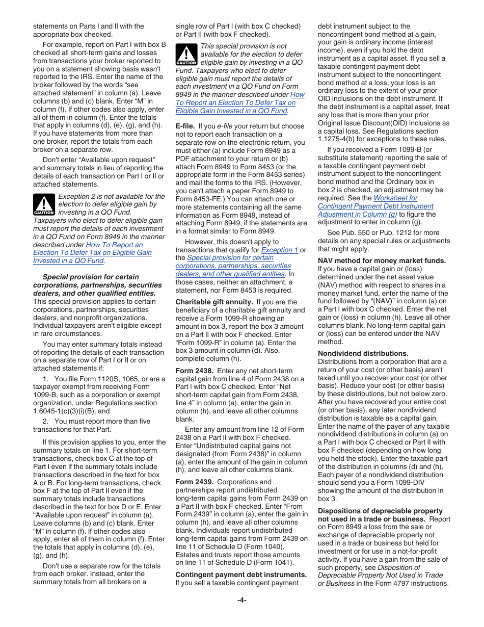 Instructions for IRS Form 8949 Sales and Other Dispositions of Capital Assets, Page 4