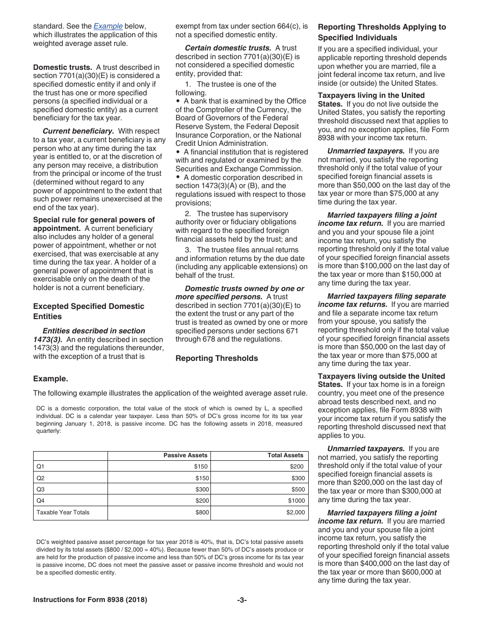 Instructions for IRS Form 8938 Statement of Specified Foreign Financial Assets, Page 3