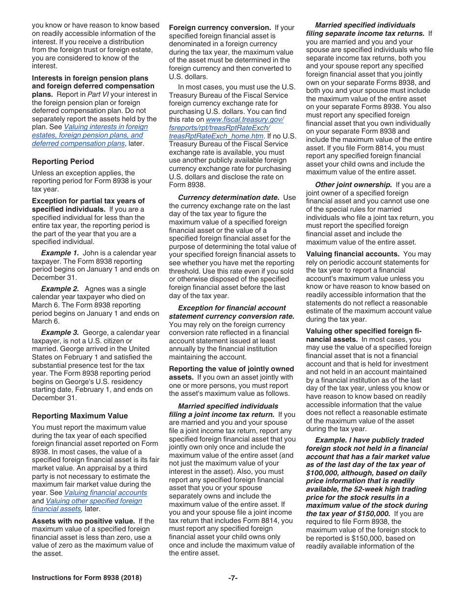 Instructions for IRS Form 8938 Statement of Specified Foreign Financial Assets, Page 7