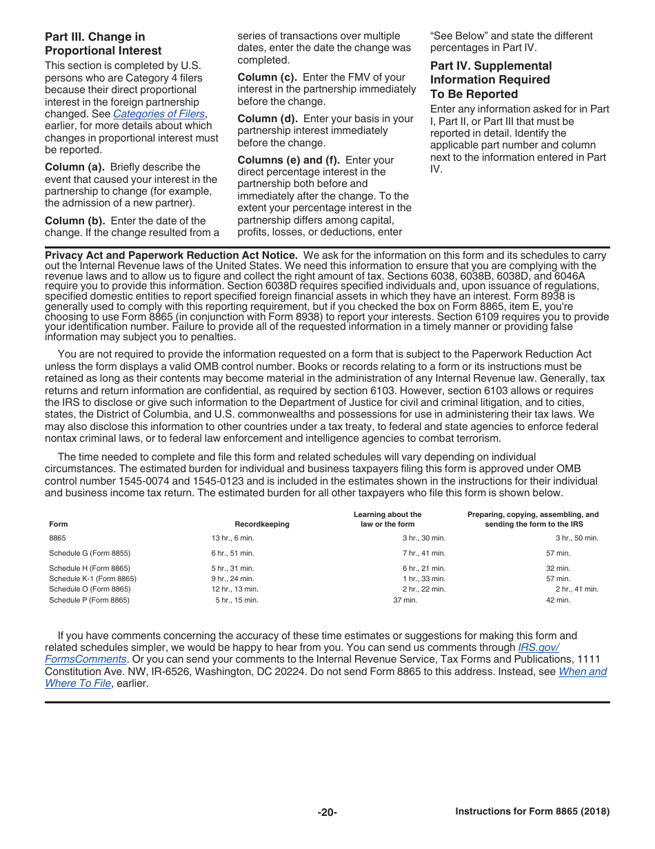 Instructions for IRS Form 8865 Return of U.S. Persons With Respect to Certain Foreign Partnerships, Page 20