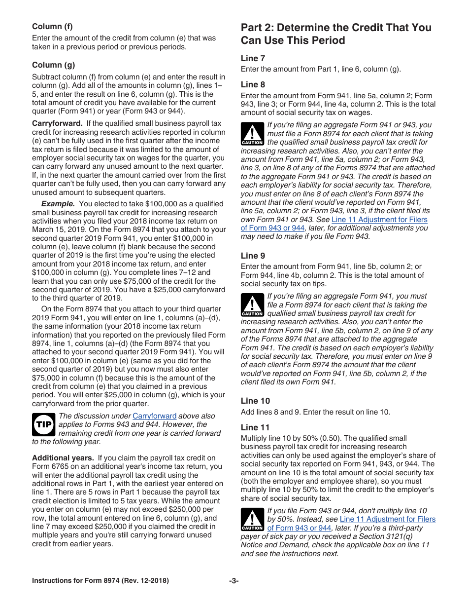 Instructions for IRS Form 8974 Qualified Small Business Payroll Tax Credit for Increasing Research Activities, Page 3