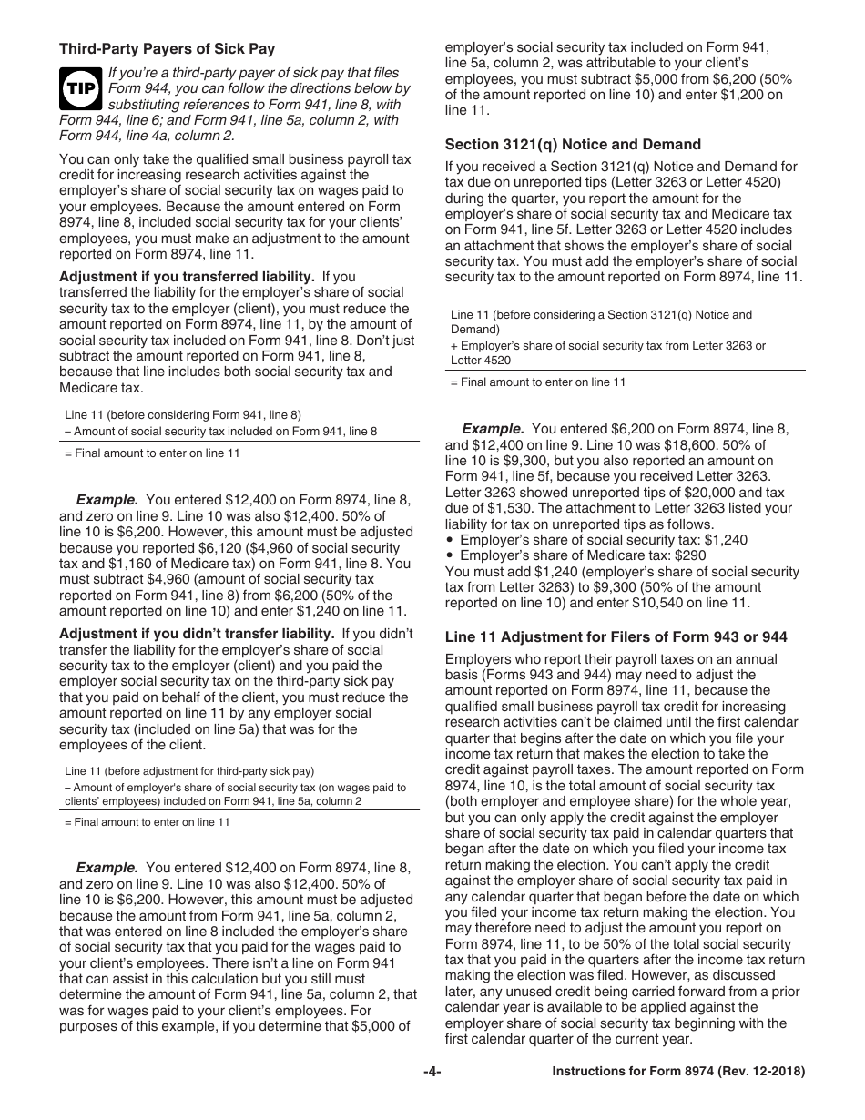 Instructions for IRS Form 8974 Qualified Small Business Payroll Tax Credit for Increasing Research Activities, Page 4