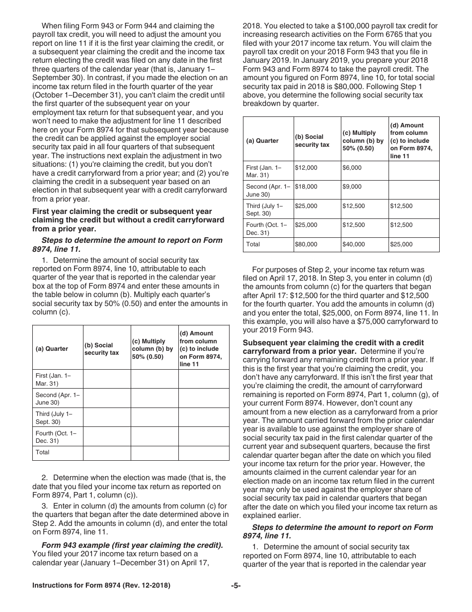 Instructions for IRS Form 8974 Qualified Small Business Payroll Tax Credit for Increasing Research Activities, Page 5