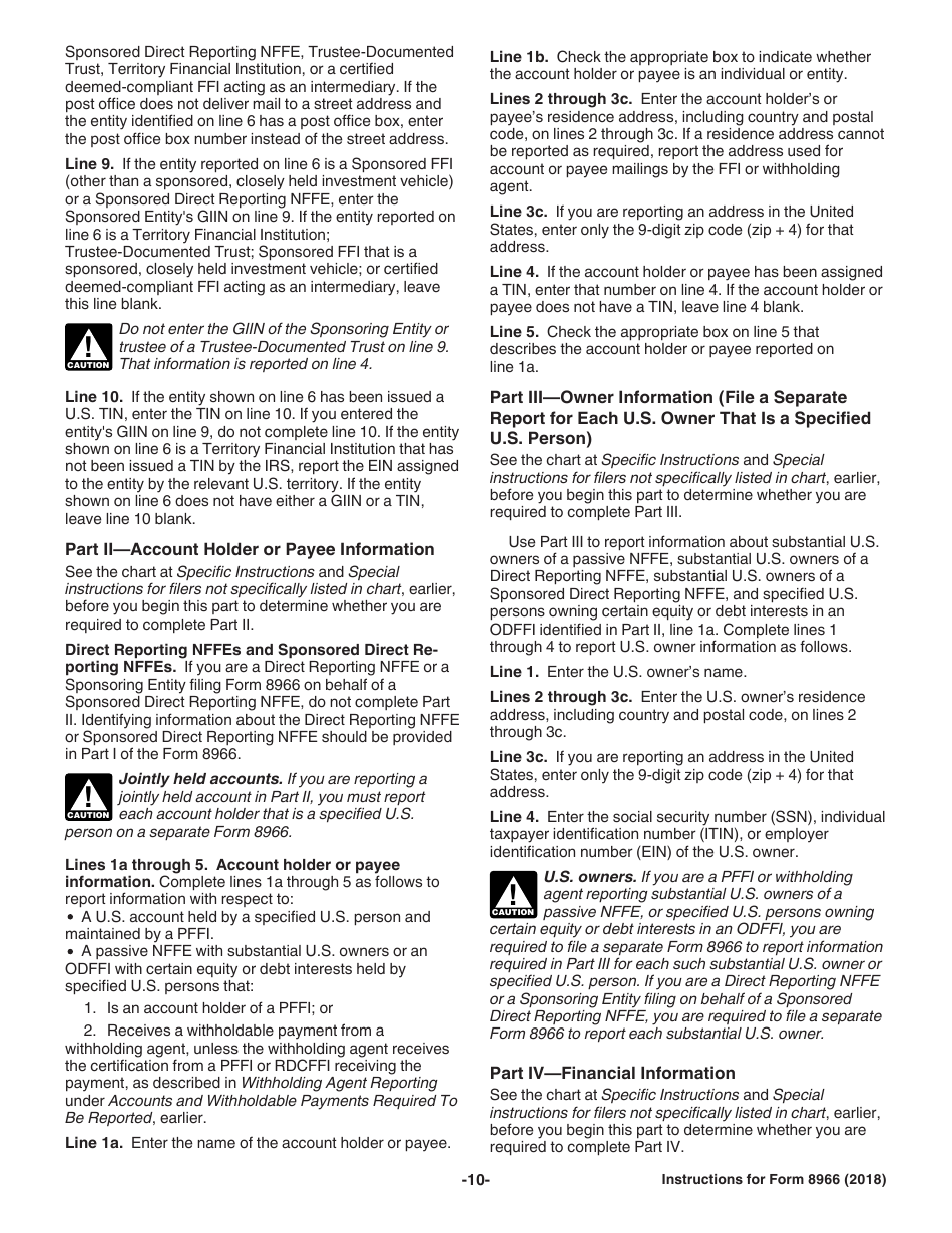 Instructions for IRS Form 8966 Fatca Report, Page 10