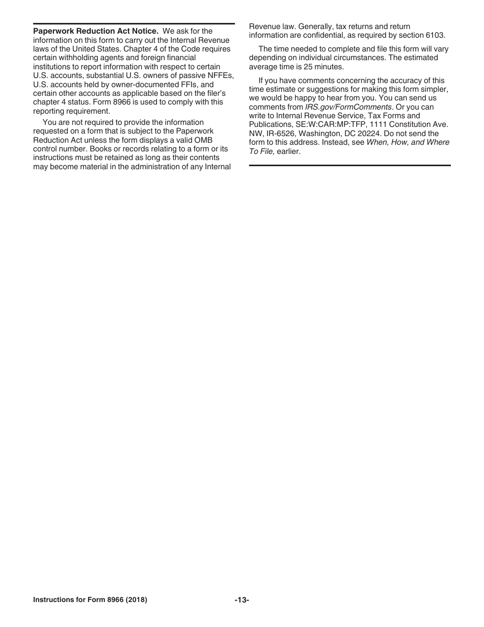 Instructions for IRS Form 8966 Fatca Report, Page 13