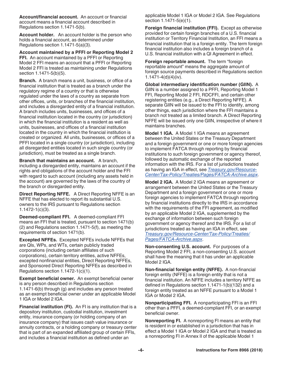 Instructions for IRS Form 8966 Fatca Report, Page 4