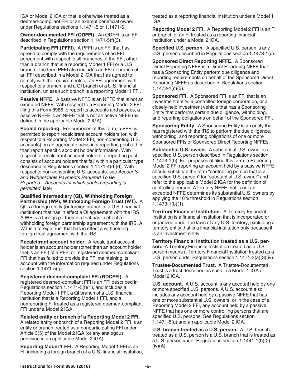 Instructions for IRS Form 8966 Fatca Report, Page 5