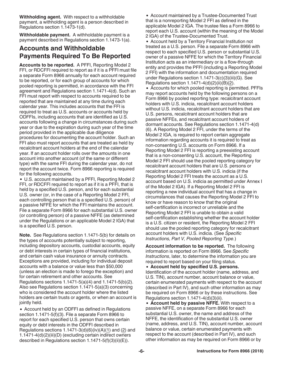 Instructions for IRS Form 8966 Fatca Report, Page 6