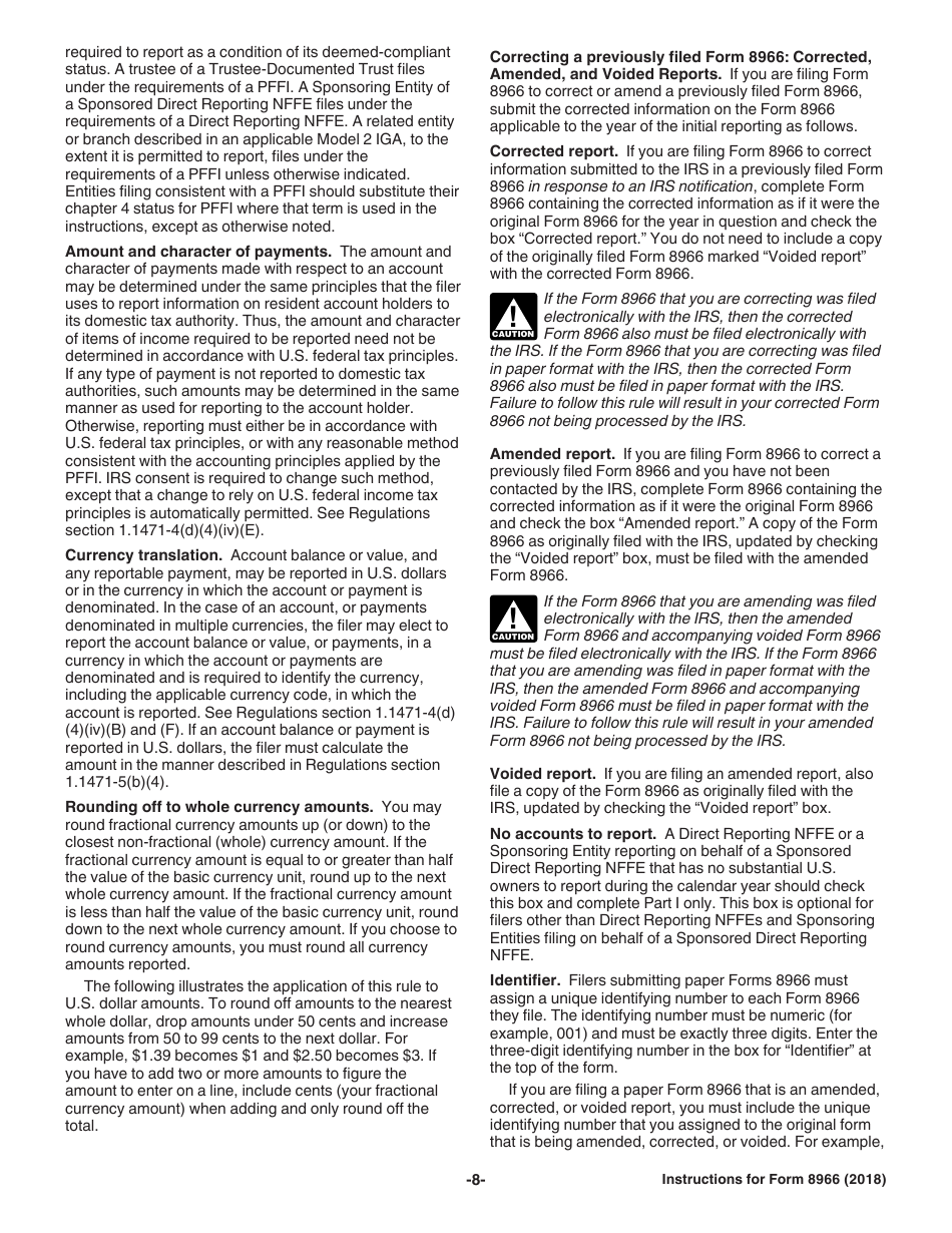Instructions for IRS Form 8966 Fatca Report, Page 8