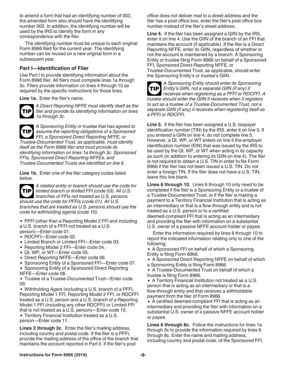 Instructions for IRS Form 8966 Fatca Report, Page 9