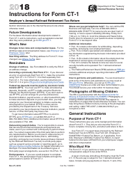 Document preview: Instructions for IRS Form CT-1 Employer's Annual Railroad Retirement Tax Return