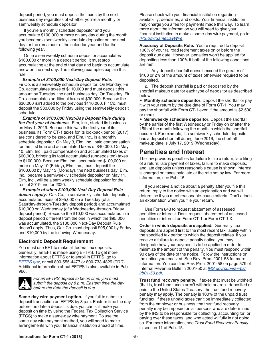 Instructions for IRS Form CT-1 Employers Annual Railroad Retirement Tax Return, Page 5