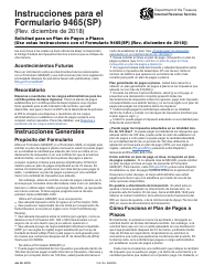 Instrucciones para IRS Formulario 9465(SP) Solicitud Para Un Plan De Pagos a Plazos (Spanish)