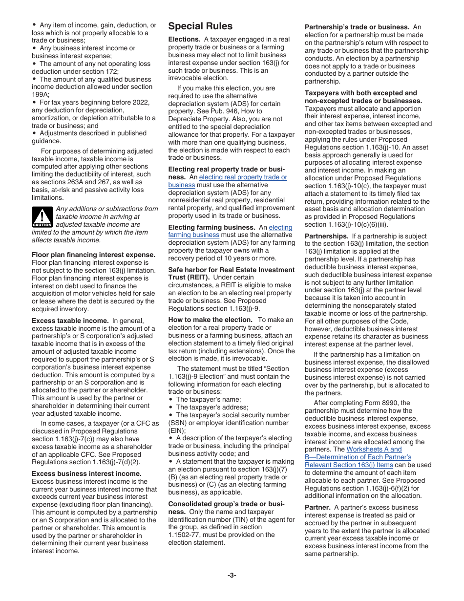 Instructions for IRS Form 8990 Limitation on Business Interest Expense Under Section 163(J), Page 3