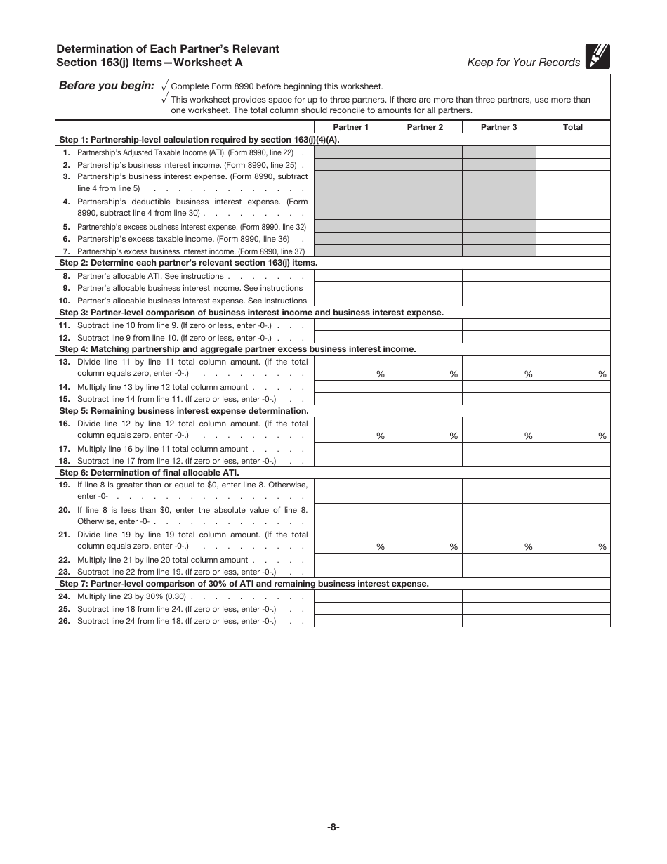 Instructions for IRS Form 8990 Limitation on Business Interest Expense Under Section 163(J), Page 8