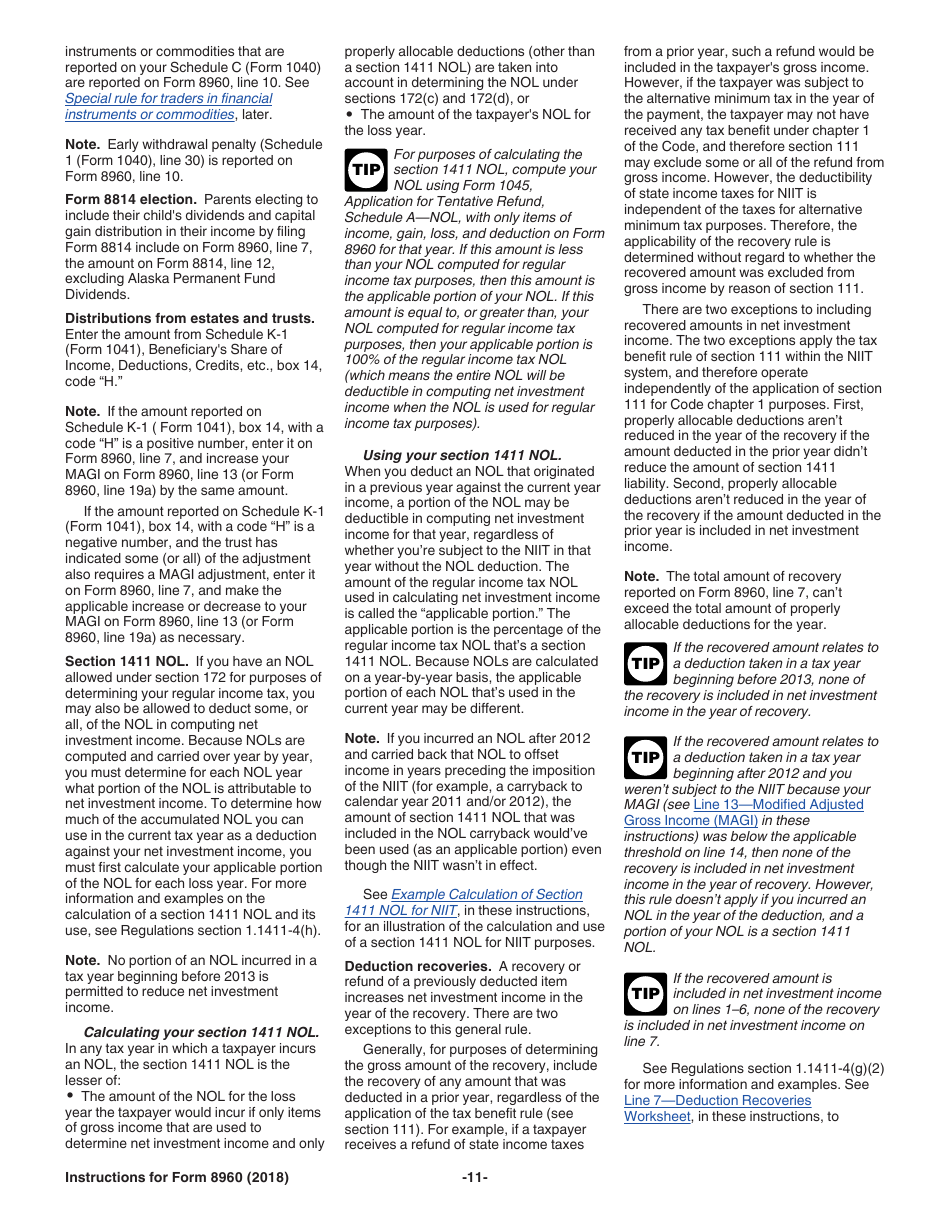 Instructions for IRS Form 8960 Net Investment Income Tax - Individuals, Estates, and Trusts, Page 11