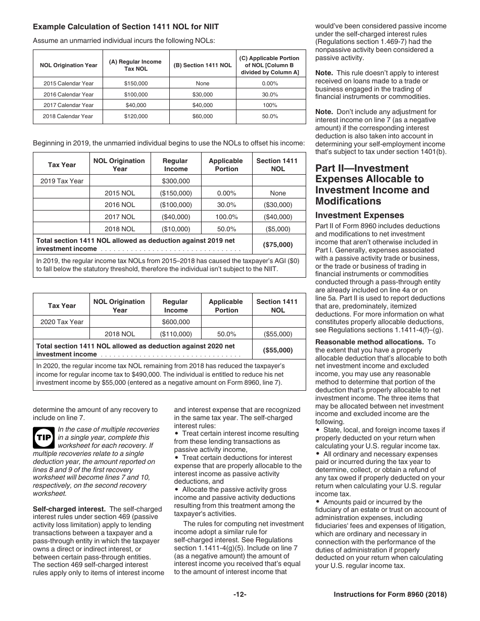 Instructions for IRS Form 8960 Net Investment Income Tax - Individuals, Estates, and Trusts, Page 12
