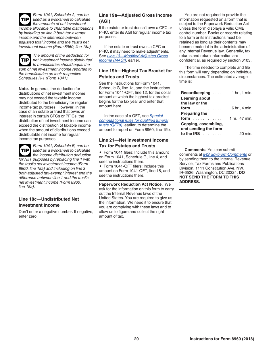 Instructions for IRS Form 8960 Net Investment Income Tax - Individuals, Estates, and Trusts, Page 20