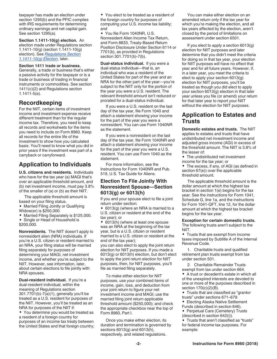 Instructions for IRS Form 8960 Net Investment Income Tax - Individuals, Estates, and Trusts, Page 2