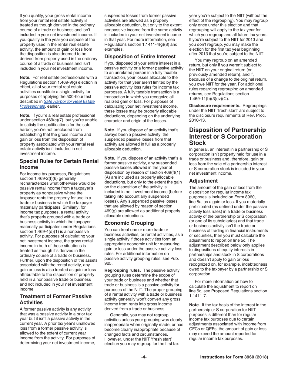 Instructions for IRS Form 8960 Net Investment Income Tax - Individuals, Estates, and Trusts, Page 4