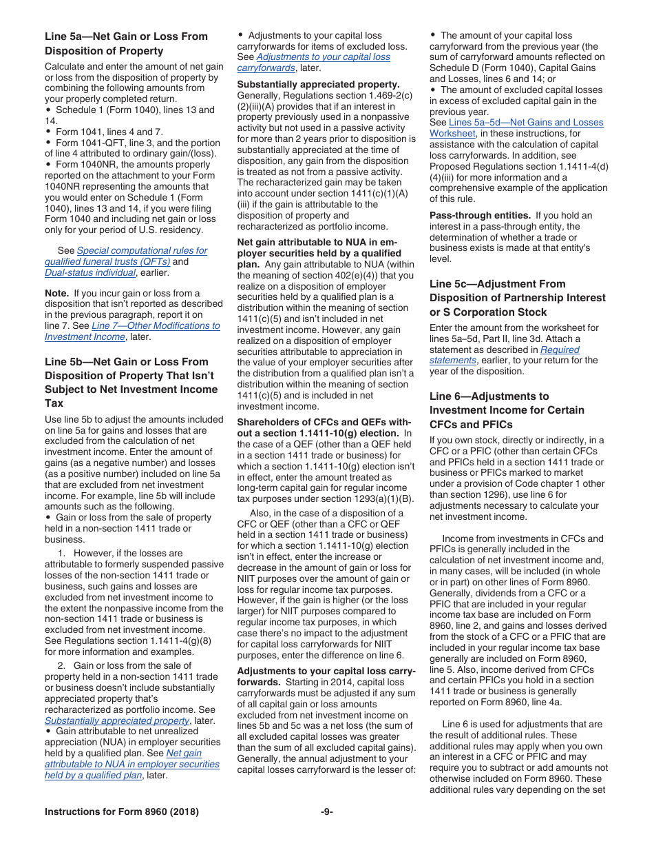 Instructions for IRS Form 8960 Net Investment Income Tax - Individuals, Estates, and Trusts, Page 9