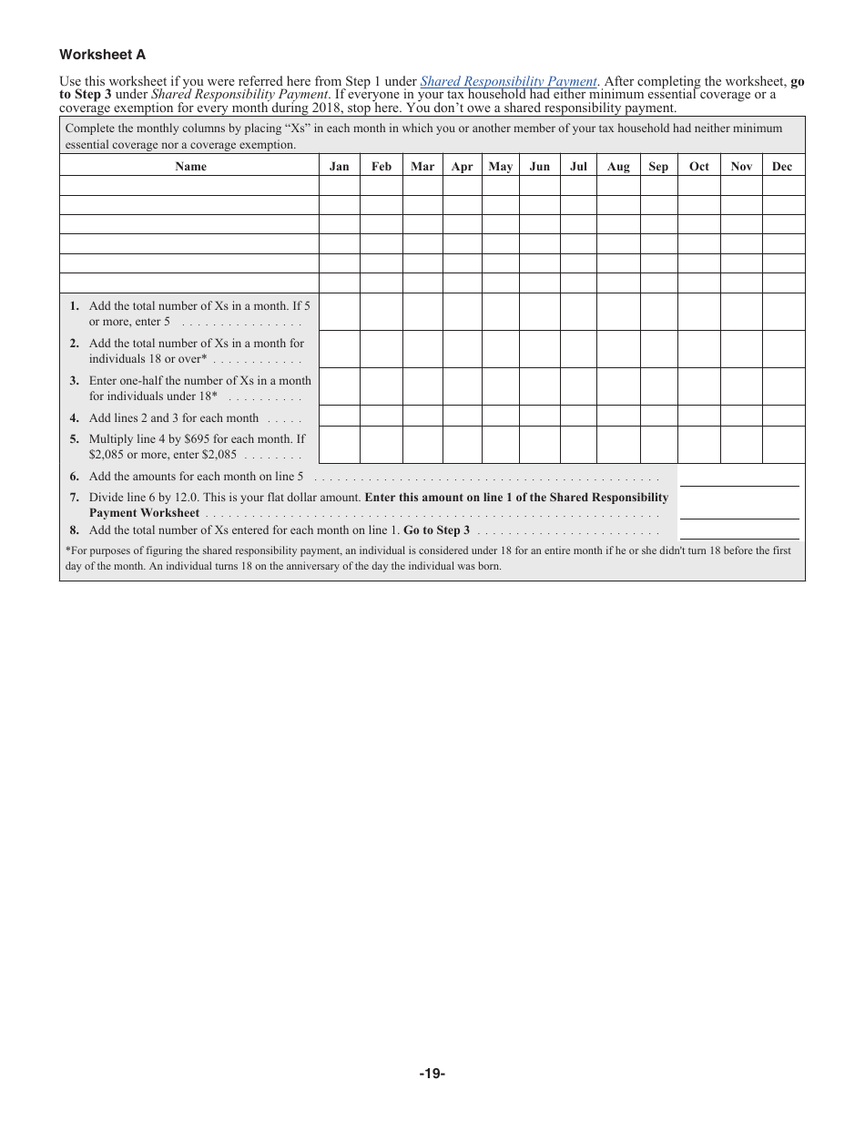 Instructions for IRS Form 8965 Health Coverage Exemptions (And Instructions for Figuring Your Shared Responsibility Payment), Page 19