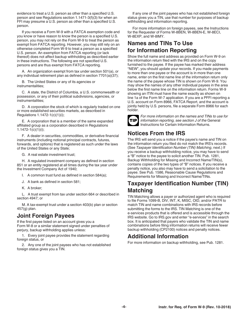 Download Instructions For Irs Form W 9 Request For Taxpayer