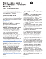 Document preview: Instrucciones para IRS Formulario W-9(SP) Solicitud Y Certificacion Del Numero De Identificacion Del Contribuyente (Spanish)