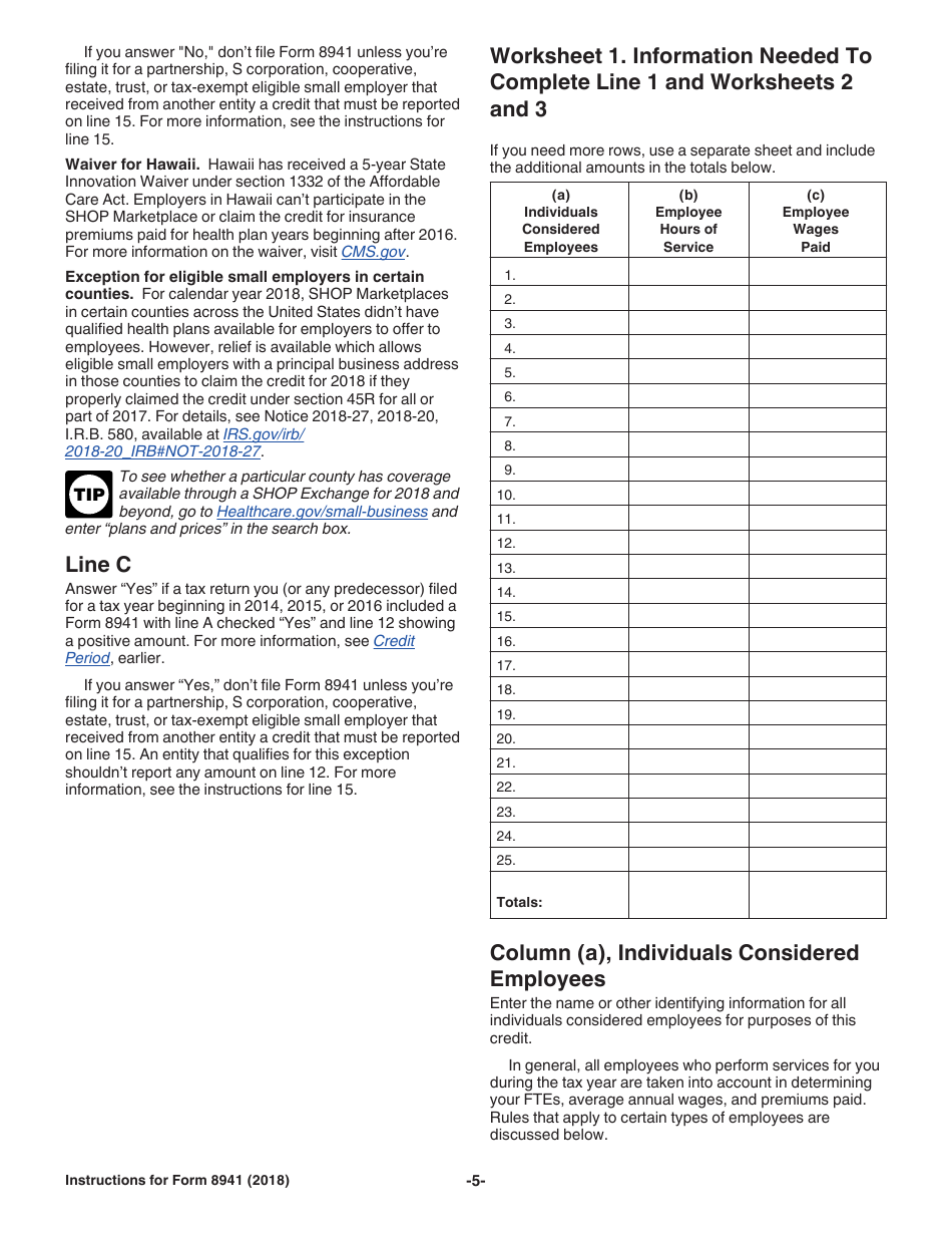 Instructions for IRS Form 8941 Credit for Small Employer Health Insurance Premiums, Page 5