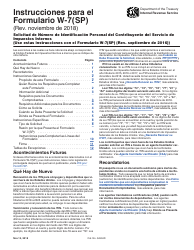 Document preview: Instrucciones para IRS Formulario W-7(SP) Solicitud De Numero De Identificacion Personal Del Contribuyente Del Servicio De Impuestos Internos (Spanish)