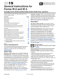 Instructions for IRS Form W-2, W-3, 2019