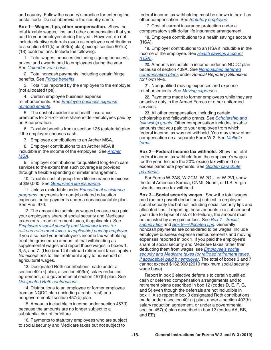 Instructions for IRS Form W-2, W-3, Page 16